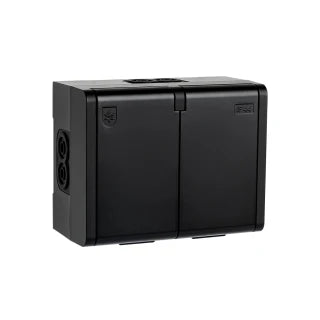 STIKK PV IP44 DOBBEL M/J SORT