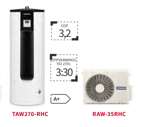 HITACHI Varmepumpe og varmtvannsbereder  for bolighus